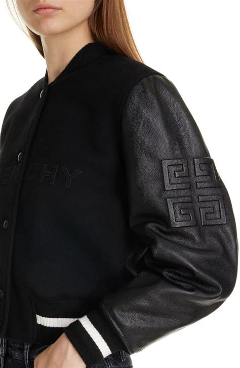 Givenchy Regular Fit Leather & Wool Blend Crop 